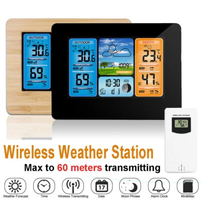 Wireless Weather Forecast Station LCD Colour Screen Alarm Temperature Humidity - Image 1 of 4