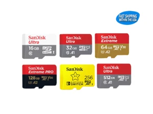 Sandisk Class 10 MicroSD Memory Cards 16GB 32GB 64GB 128GB 256GB 512GB 1TB lot - Picture 1 of 39
