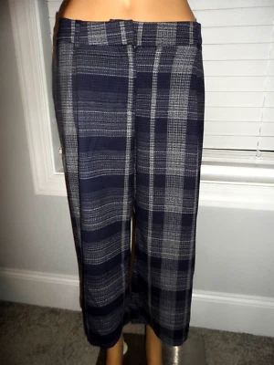 Great Mango Talla 6 Azul Marino Gris Cuadros Pantalón Corto Plisado Nuevo Sin Etiquetas Foto 1 de 4