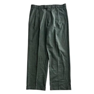 Dockers Recode Men’s Wool Cotton Blend Green Gray Pleated Trousers Size 36x30 - Picture 1 of 8