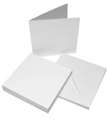 25 WHITE 7" x 7" BLANK CARDS 270gsm & ENVELOPES 100gsm CARD MAKING CRAFT 1064