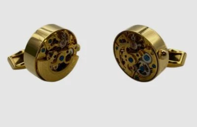 Gemelos de movimiento de reloj cinético de acero inoxidable dorado Ox & Bull para hombre Foto 1 de 4