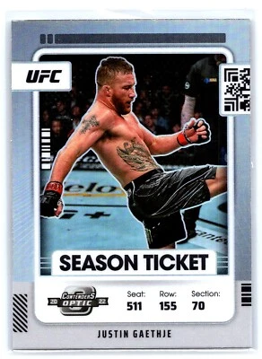 2022 OPTIC CONTENDERS UFC SILVER PRIZM PARALLEL #366 JUSTIN GAETHJE LIGHTWEIGHT - Image 1 of 2