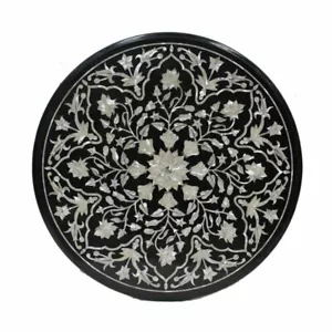 18" Marble table Top semi precious stones pietradura Inlay art With wooden stand - Picture 1 of 4