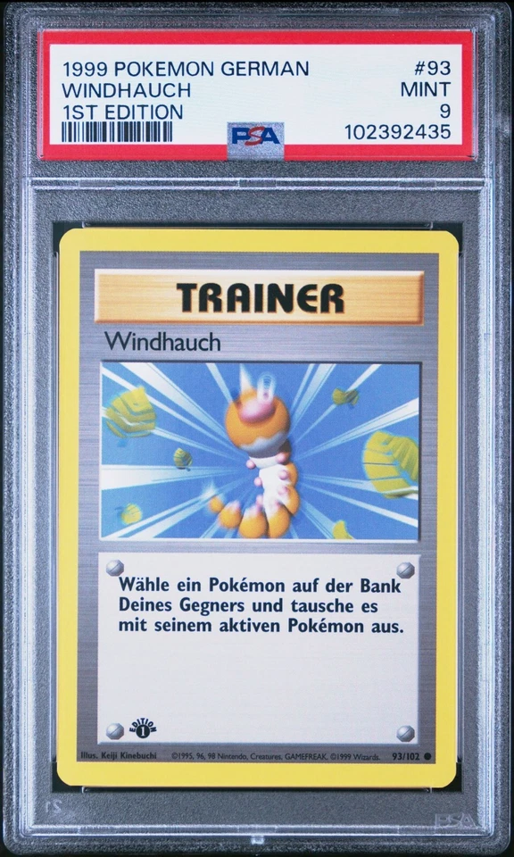 PSA 9 GUST OF WIND WINDHAUCH 93 BASE SET GERMAN 1ST EDITION POKEMON MINT - Image 1 of 2