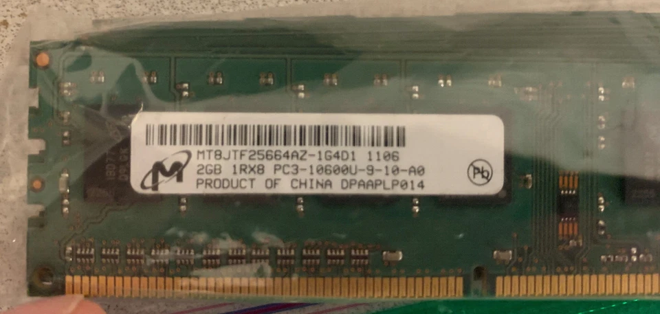 (6 Sticks - 12GB) Micron 2GB 1Rx8 PC3-10600U Desktop Ram MT8JTF25664AZ-1G4D1 - Image 1 of 1