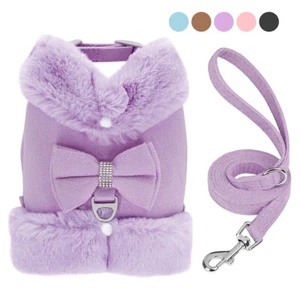 Warm Fleece Small Dog Harness and Lead set Pet Puppy Cat Walking Vest Yorkie Pug - Picture 1 of 18