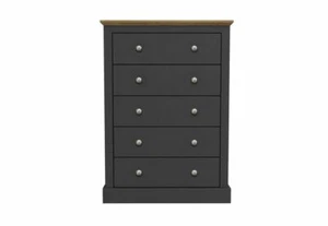 LPD Devon Oak/White, Oak/Charcoal & Oak 5 Drawer Chest - Picture 1 of 3