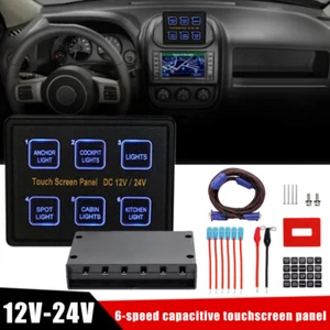 12V/24V 6 Gang LED Touch Screen Panel Switch System Fuse Relay For Car Truck - Bild 1 von 22