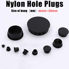 Black Dia 6mm-50mm Round Nylon Blanking End Cap Caps Tube Pipe Inserts Plug Bung