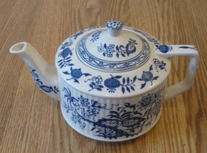 Teiera vintage Sadler England cipolla blu manico quadrato decorazione blu bianca teiera - Foto 1 di 4