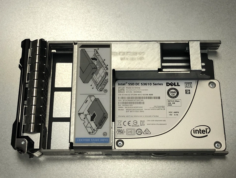 Dell 200GB Intel SSD DC S3610 Series SATA III 6Gb/s 2.5 3.5 LFF MLC 95 to 100% - Image 1 of 4