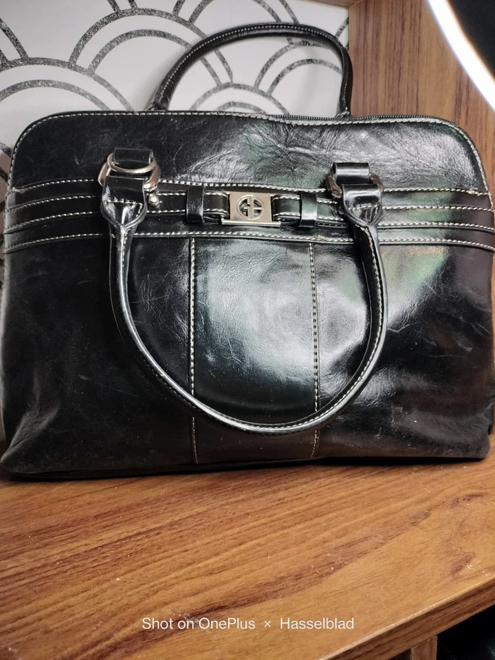 Giani Bernini Black Leather Tote Bag Purse Satchel - Image 1 of 1