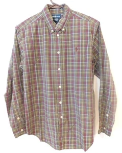 Ralph Lauren Boys Size L 14 16 Plaid Button Down Shirt Long Sleeve Emb Logo - Picture 1 of 4