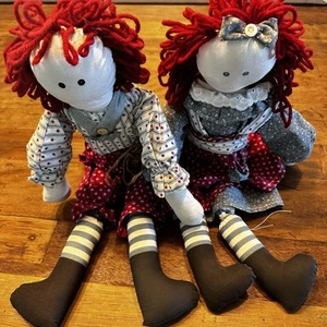 Muñecas a juego de arte popular Raggedy Ann Andy 21 24 pulgadas de alto hechas a mano coleccionables - Imagen 1 de 11