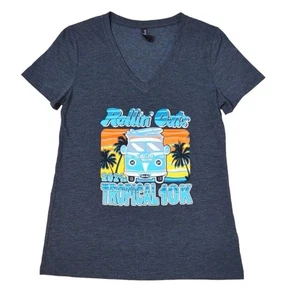 Florida Tropical Shirt St Pete Rollin' Oats 10K T-shirt Short Sleeve Vneck Small - Picture 1 of 9