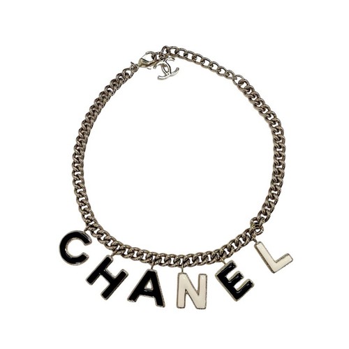 CHANEL Collana Ciondolo Girocollo Oro Nero Bianco Logo