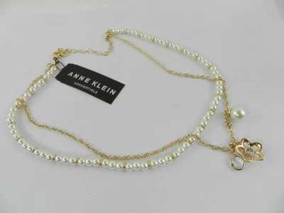 Collar Colgante Anne Klein Tono Dorado Mezcla Piedra Flor Capas, 16" + 3" ex Foto 1 de 3