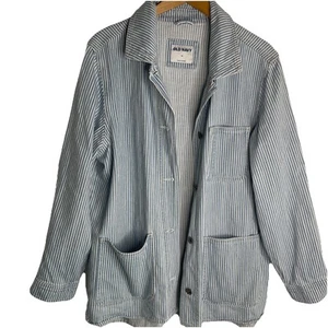 Railroad-Stripe Jean Jacket for Women | Old Navy Size M - Picture 1 of 13