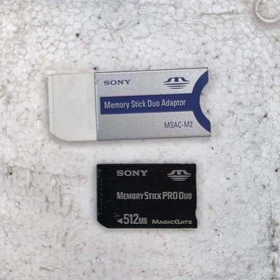 Sony Memory Stick PRO Duo 512MB Card With Adapter MSAC-M2 Used Working - Image 1 of 2