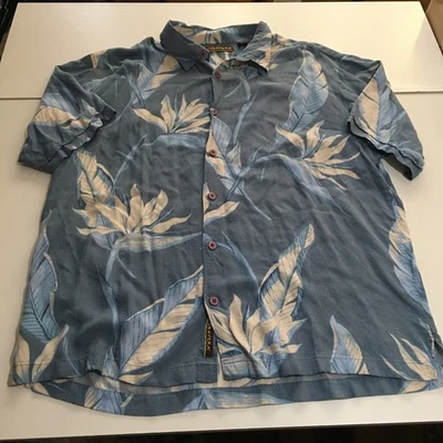 Cubavera Hawaiian Shirt Men's XL Blue Short Sleeve Button Floral Tropical - Image 1 of 4