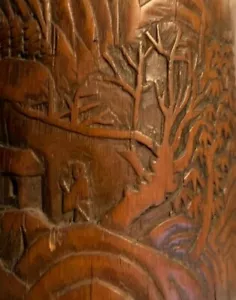 Brush Pen Pot Vase Hand Carved Asian Chinese Bamboo Vintage 4.5" - Picture 1 of 8