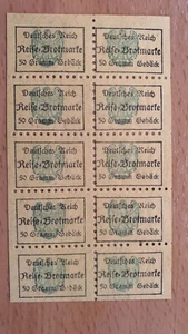 Deutsches Reich - Bogen mit 10x Reise-Brotmarke je 50g Gebäck - Bild 1 von 2