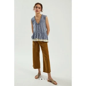 NWT Anthropologie Pilcro & The Letterpress L XL 14/16 Chrissy Babydoll Top Blue - Picture 1 of 7