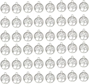 Pack of 50 Tree of Life Charms Jewelry Making Silver Charms Mixed Smooth Tibetan - Picture 1 of 12