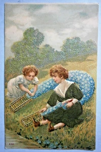 210. Embossed Greeting Postcard with Children from the early 1900's - Picture 1 of 2