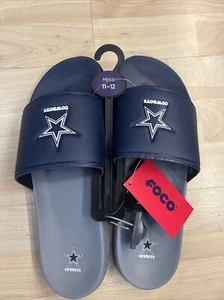 Men’s Dallas Cowboys Team Logo Navy Gray Slides Sandals By Foco Size 11/12 Large - Picture 1 of 4