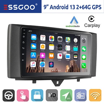 64G Android 13 Für Smart Fortwo 451 2011-2015 Autoradio GPS Navi CarPlay WIFI 9" - Bild 1 von 4
