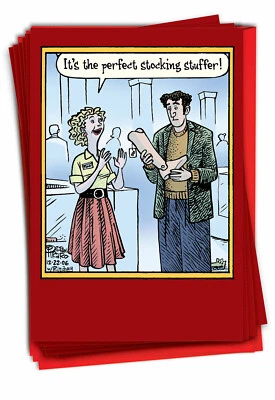 B5854 Juego de 12 tarjetas/sobres de Navidad divertidos relleno de medias perfectas Foto 1 de 4