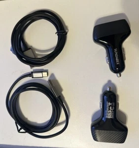 2-Pack 36W SUNDAREE 2 Ports USB C Fast Car Charger with USB C cables NIB - Picture 1 of 8