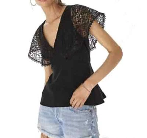 Sachin & Babi x Anthropologie Lace Top Blouse Lace Size Small Black - Picture 1 of 9