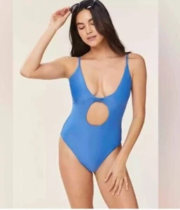 Andie Swim The Santorini One Piece Swimsuit Women's Medium Horizon Blue Cutout - Picture 1 of 10