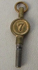 1800's Antique Victorian Star Flower Sz 7 Key Brass Pocket Watch Winding Key 41 - Picture 1 of 6