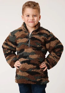 Roper Boys Kids Camo Polyester Polar Fleece Jacket - Picture 1 of 4