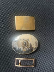 German silver buckle D Cowboy Design. 2 Other Brass Belt Buckles - Picture 1 of 12