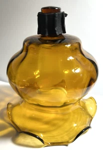 A CRYSTAL CLEAR AMBER VOTIVE  WIDE RIB  RUFFELED DESIGN CANDLE HOLDER - Picture 1 of 4