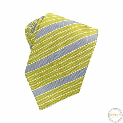 Corbata autoinclinada Dolcepunta verde gris azul 100 % seda rayas brillante Faille nueva sin etiquetas Foto 1 de 4