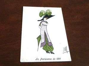 ORIGINAL  SIGNED ART NOUVEAU GLAMOUR POSTCARD - FASHIONABLE LADY. - Picture 1 of 2