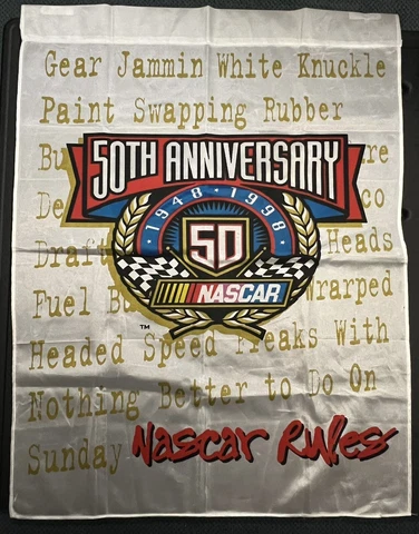 Vintage Nascar 50th anniversary Nascar Rules Flag 41”x31.5” Free Shipping! Cover