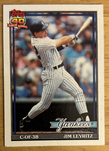 1991 Topps Jim Leyritz Rookie Card (RC) #202 Yankees C-OF-3B VG O/C & Corners