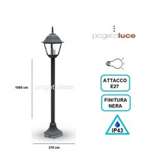 LANTERNA LAMPIONE PALO DA GIARDINO ESTERNO IN ALLUMINIO bianca 106 CM PALO