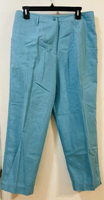 DAVID BROOKS Chino Ankle Pants Flat Front Summer Bright Blue Pockets 14 - Image 1 of 4