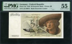 Germania Repubblica Federale 1948 50 marchi tedeschi P14a PMG 55 AUNC - Foto 1 di 2