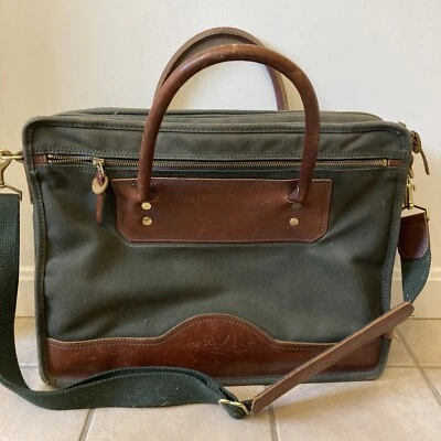 Orvis Battenkill Maletín de Cuero de Lona Verde Bolso para Laptop Estuche para Documentos De Colección Foto 1 de 4