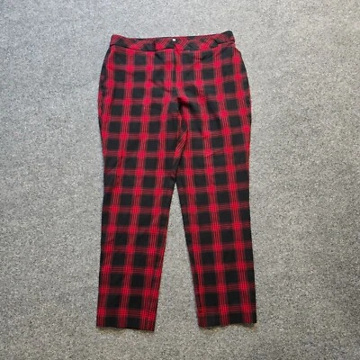 Pantalones Jill Mujer Talla 14 Petite Negro Rojo Cuadros Bi Elastizados Tobillo Carrera Informal Foto 1 de 4