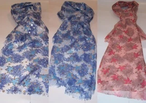 Shimmer Leaf Design print Scarf with silver highlights - various colours - Picture 1 of 4